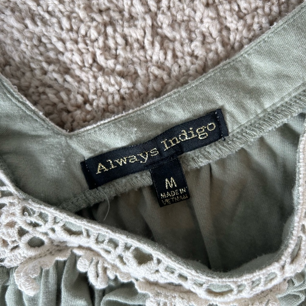 Elegant Sage Green Lace Blouse - Picture 3 of 4
